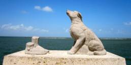the sculpture of a dog at his master’s feet is part of the five-sculpture project 'Untitled History' on the Corpus Christi Art Trail