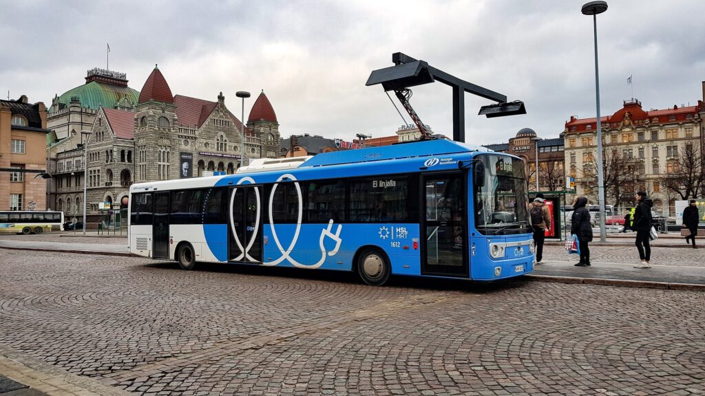 Electric bus charging in Helsinki